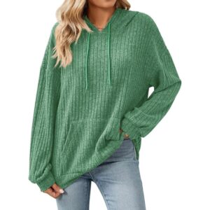 Gemulate Women's Lightweight Hoodie Sweatshirt Long Sleeve Jumper - Green