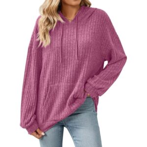 Gemulate Women's Lightweight Hoodie Sweatshirt Long Sleeve Jumper - Pink